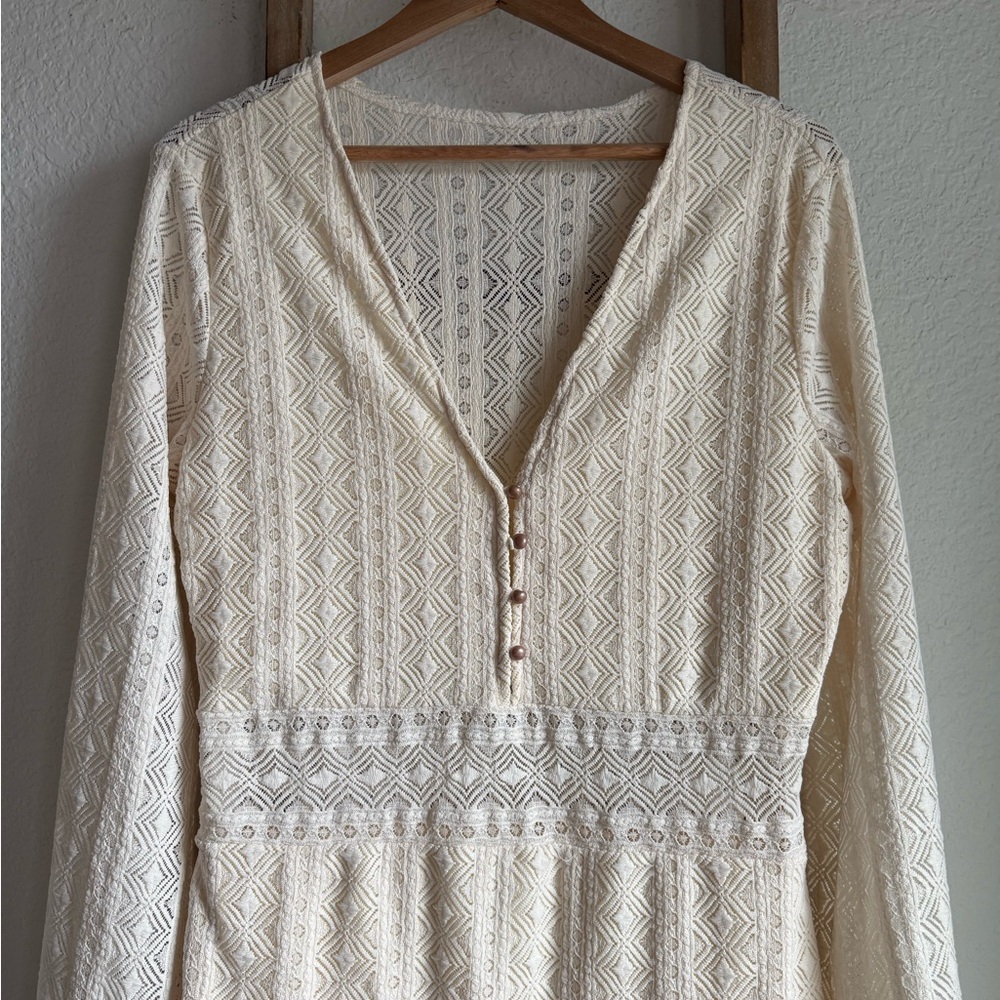 Aralina Western Lace Bell Sleeve Ivory Lace Maxi Dress NWOT sz: XL - Picture 6 of 14